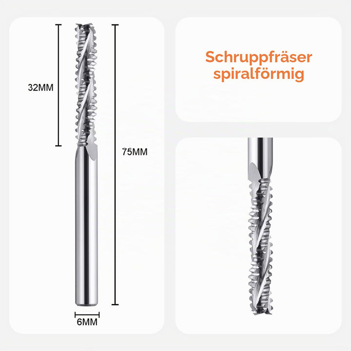 SpeTool Schruppfräser 6 mm Schaftdurchmesser Vollhartmetall Fräser 3 Flöten CNC-Maschinenfräser