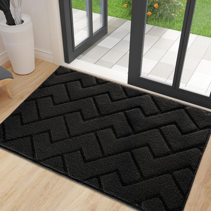 Biscpro Fussmatte Schwarz 60x90cm Innen und Aussen Waschbar Fussmatte Wasserdicht Türmatte Rutschfes