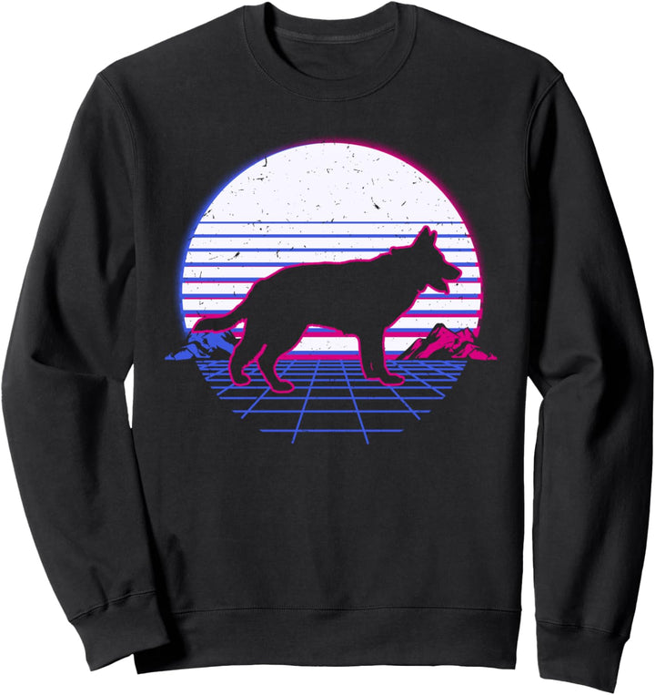 Schäferhund Hund Welpe Retro Vintage Sunset Sweatshirt