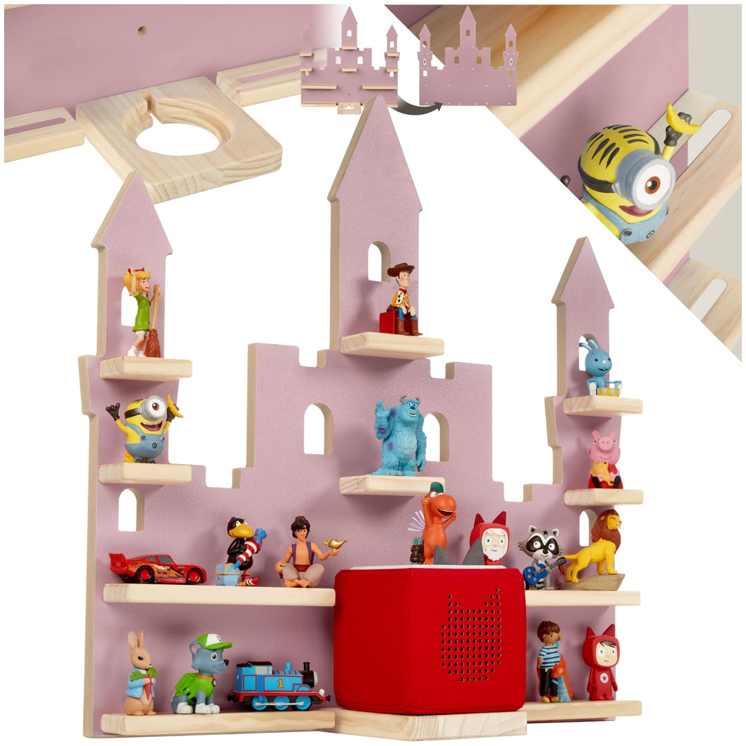 tectake® Holz Regal mit Magnetstreifen für Wand Montage, Tonieregal, Wandregal für's Kinderzimmer, A