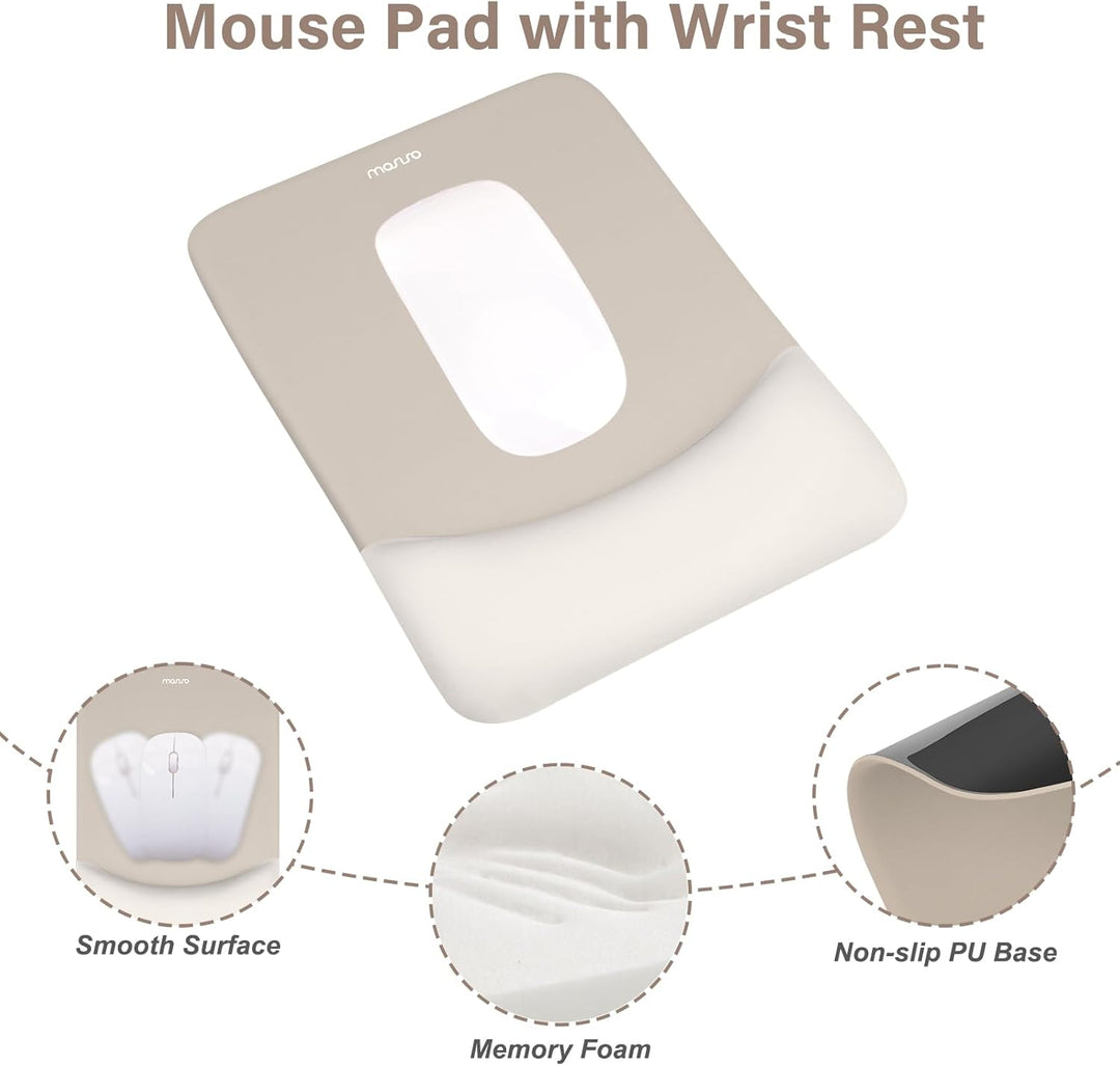 MOSISO Handballenauflage für Mauspad &amp; Tastatur Set – Rechteckig Ergonomisches Mauspad &amp; Handauflage