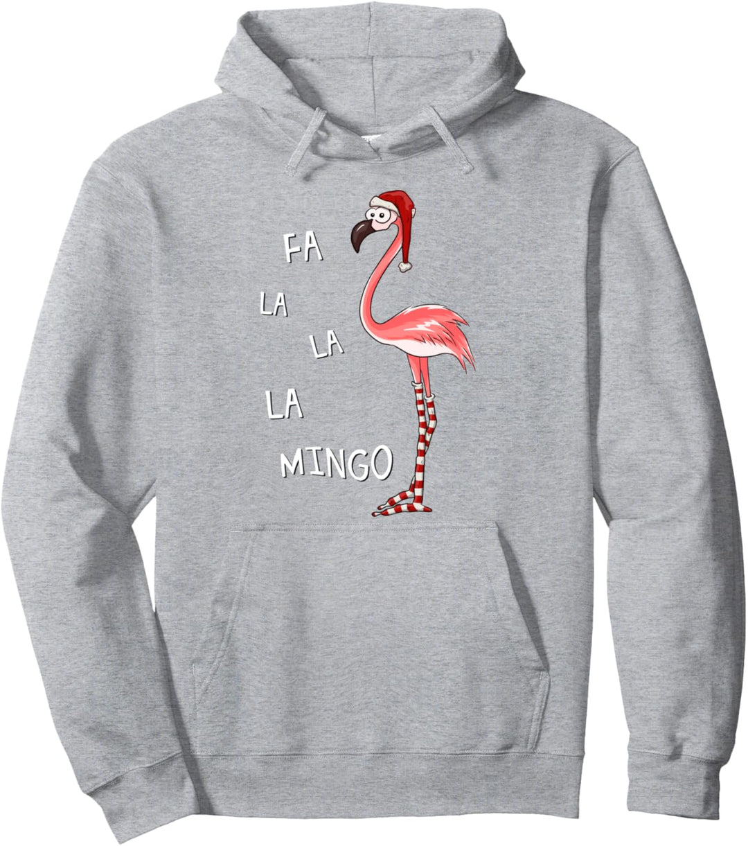 Fa La La Mingo pink Flamingo mit Weihnachts-Mütze & Socken Pullover Hoodie