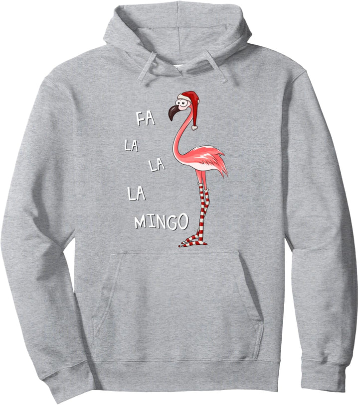 Fa La La Mingo pink Flamingo mit Weihnachts-Mütze & Socken Pullover Hoodie