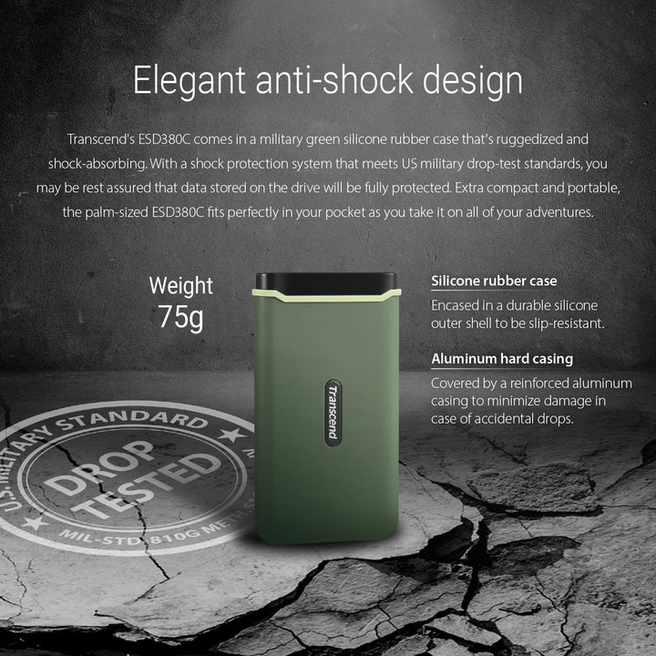 Transcend 2TB USB 3.2 Gen 2x2 USB Type-C ESD380C Portable SSD Solid State Drive TS2TESD380C