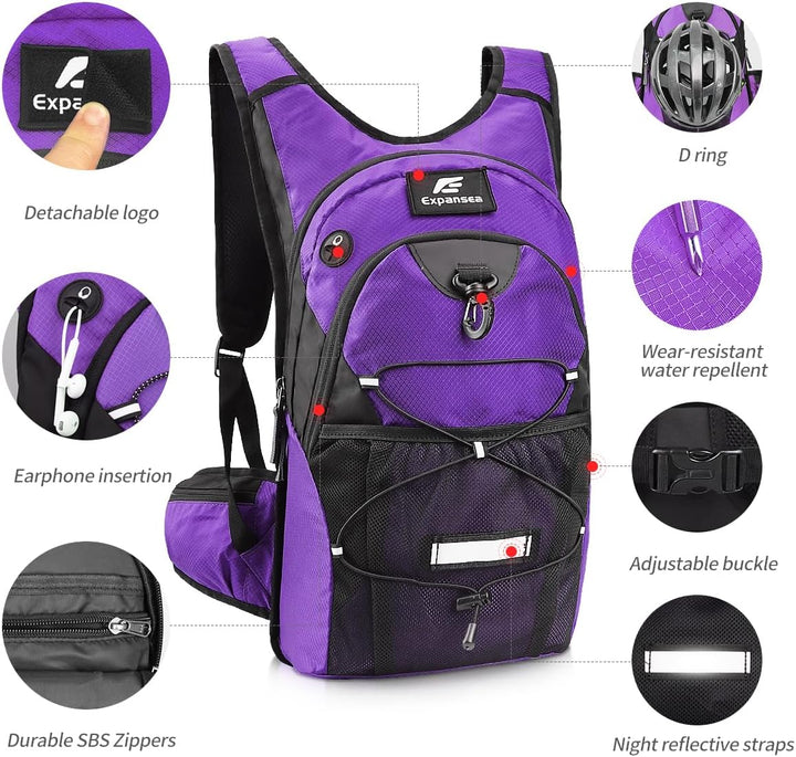 Trinkrucksack mit Trinkblase 3L BPA-Frei, Wasserdichter Outdoor-Rucksack, Rucksack mit Trinksystem,