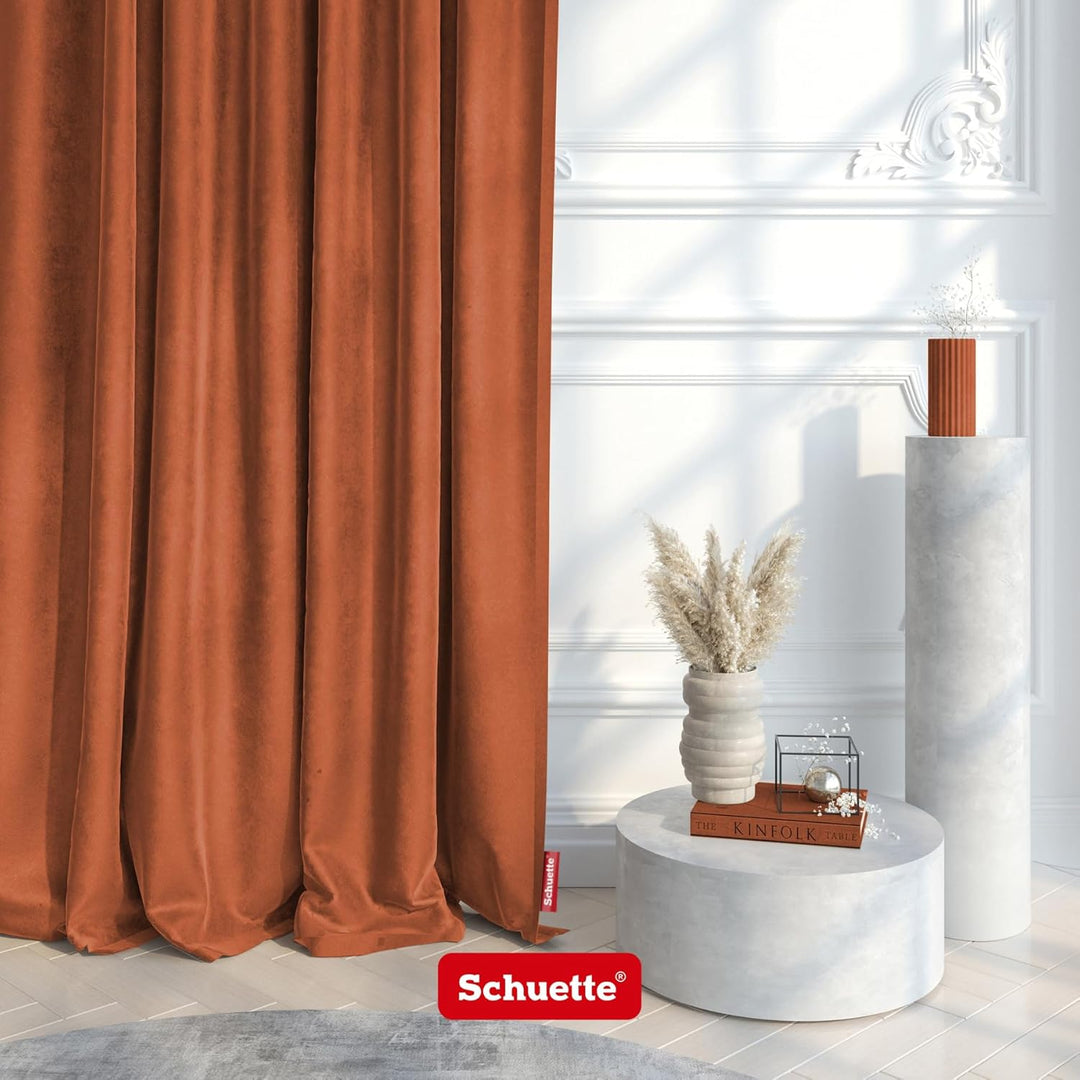 Schuette® Verdunkelungs-Vorhang Gardine mit Ösen ● Millenium Velvet: Marmalade (Orange) ● 135x210cm