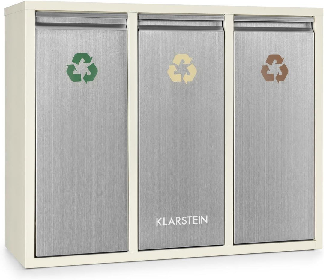 Klarstein Ordnungshüter 3 - Mülltrennsystem, Mülleimer, Mülltrenner, 45 Liter (3 x 15 L), Frontklapp
