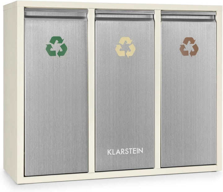 Klarstein Ordnungshüter 3 - Mülltrennsystem, Mülleimer, Mülltrenner, 45 Liter (3 x 15 L), Frontklapp