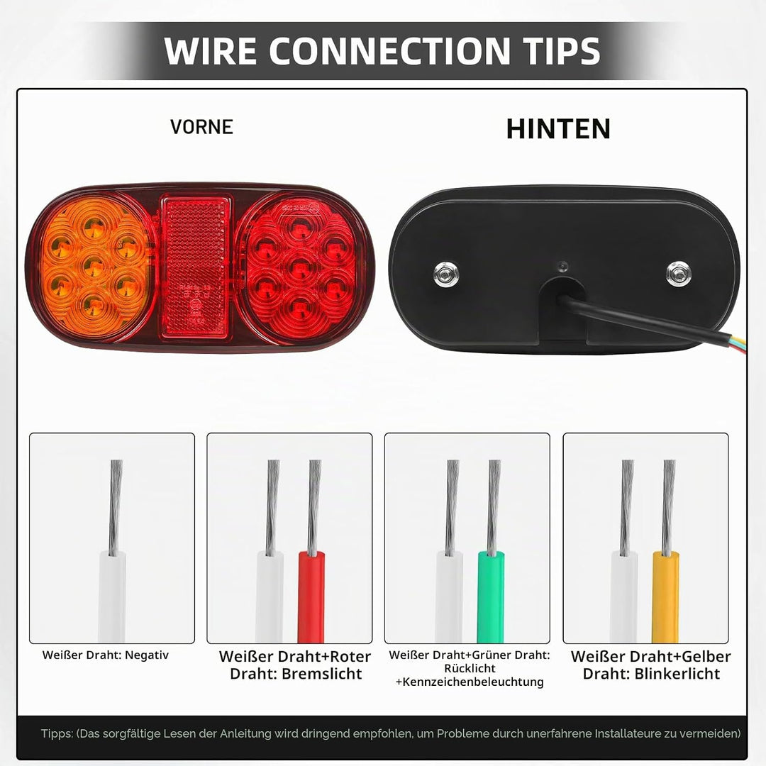 2 Stück LED Anhänger Rücklicht, 12V 24V Rückleuchten, IP67 Wasserdicht mit Brems, Rücklicht, Indikat