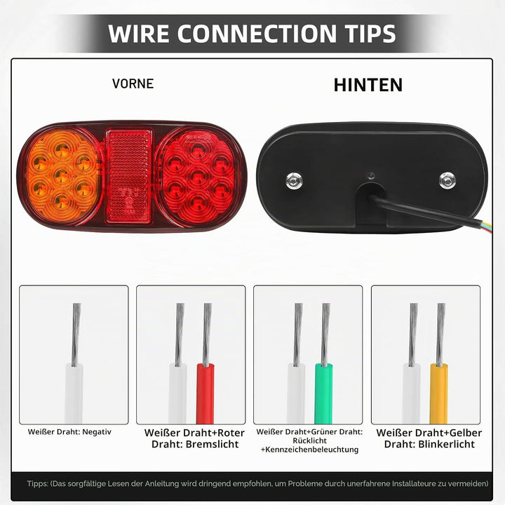 2 Stück LED Anhänger Rücklicht, 12V 24V Rückleuchten, IP67 Wasserdicht mit Brems, Rücklicht, Indikat