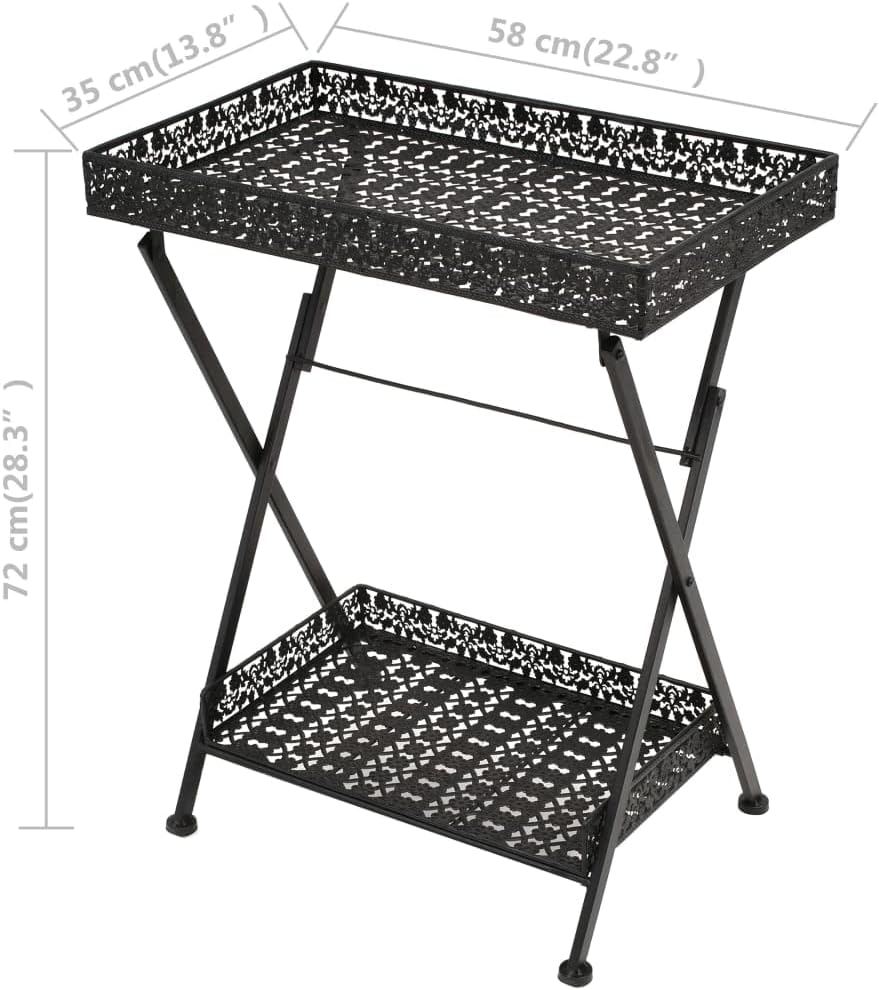 vidaXL Beistelltisch Klappbar Vintage Metall Schwarz Ablagetisch Tabletttisch