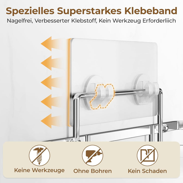 pickpiff Duschablage Ohne Bohren SUS304 Edelstahl 2 Stück Duschregal mit 2 Haken Badregal Bathroom O