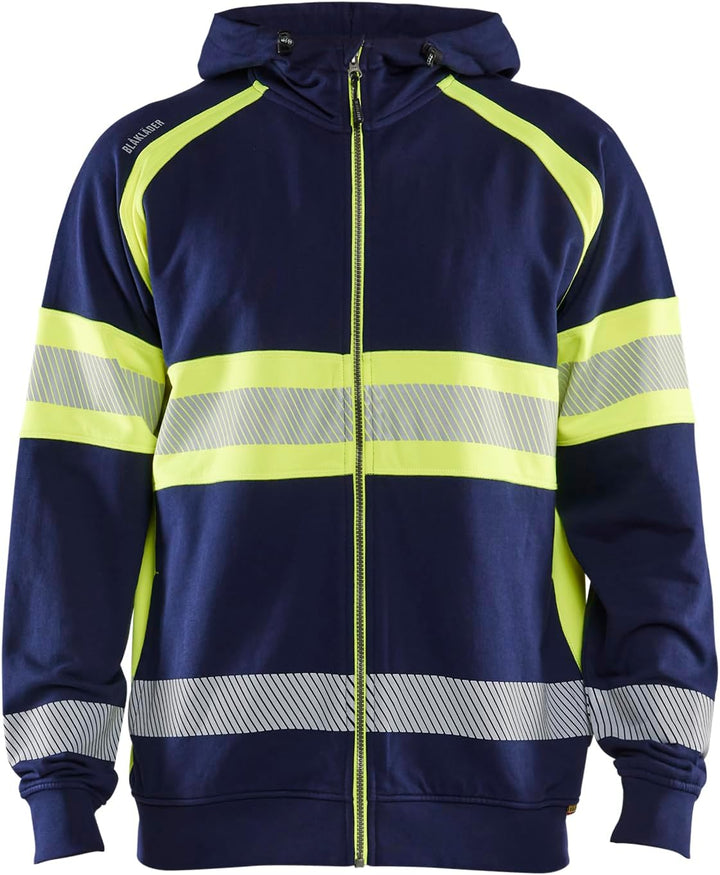 BLÅKLÄDER Blaklader 3552-1158 Warnschutz-Sweatshirt mit Kapuze, Marineblau/Warngelb