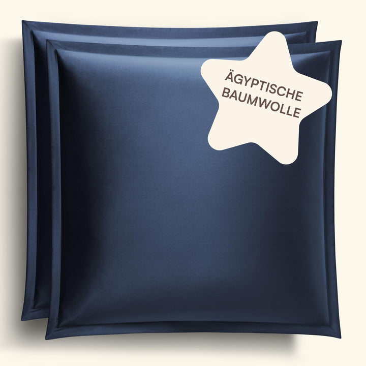 Amqua Mako Satin Kissenbezug (1x) aus ägyptischer Baumwolle 65x65 cm, dunkelblau/Navy (1x) 65x65cm D