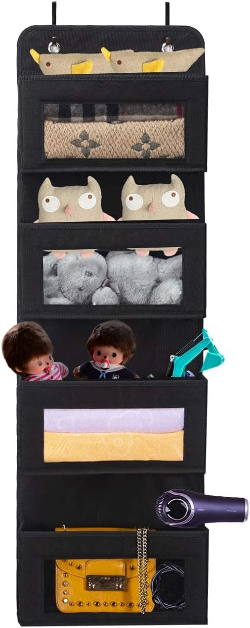 BrilliantJo Hängeregal an die Tür, Soft Fabric Hängeorganizer 4 Grossen Taschen mit klarem Fenster,