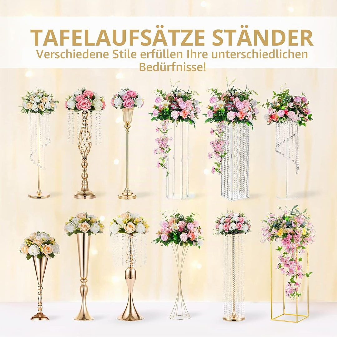 NUPTIO 2 Stück Künstliche Blumenstrauss, 15 Köpfe Kunststoff Rosen mit Sockel, Geeignet für Unser Ge
