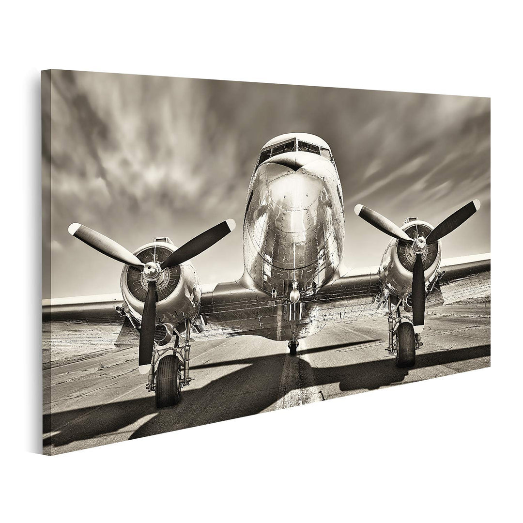 islandburner Bild auf Leinwand Retro Flugzeug Bilder Wandbilder Poster Leinwand 100x57cm, Leinwand 1