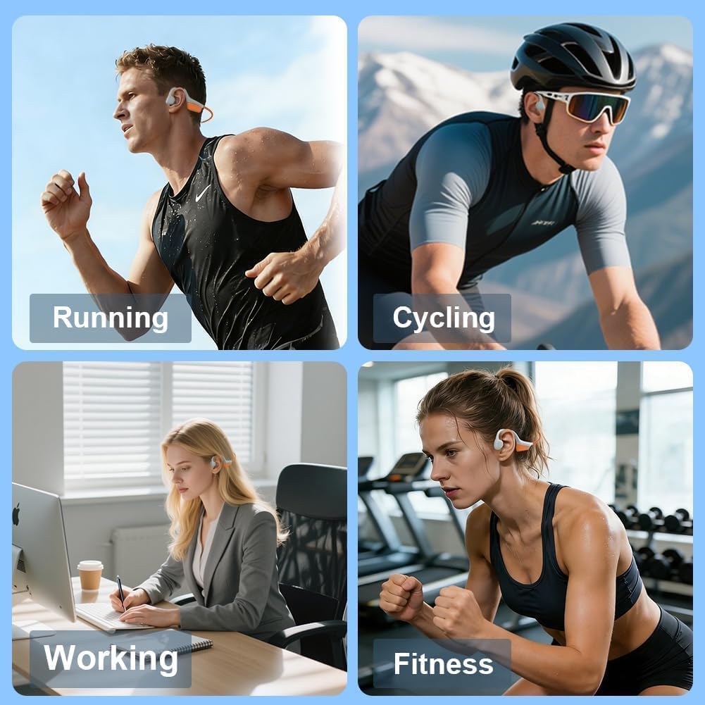Knochenschall Kopfhörer, Open Ear Kopfhörer Kabellos 14 Stunden Akkulaufzeit, Bone Conduction Headph
