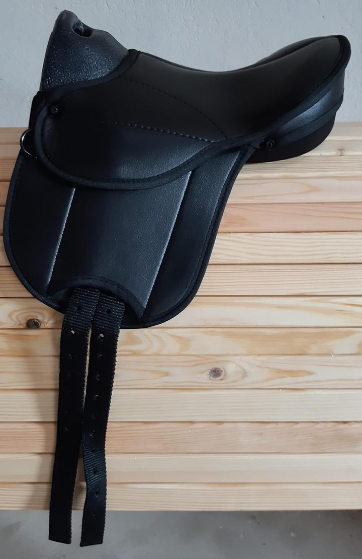German Riding Sattel Little Star für Shetty Holzpferd Stehpferd Plüschpferd (schwarz), Schwarz