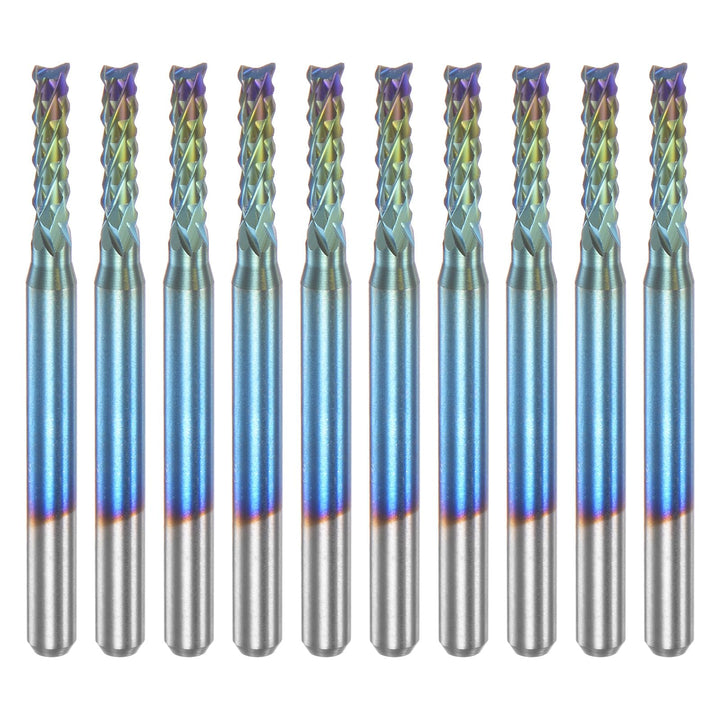 QUARKZMAN 10Stk Ende Fräsen CNC Fräser Bits 1/8" Schaft 2.4mm Blau Beschichtet Wolfram Karbid Fräsma
