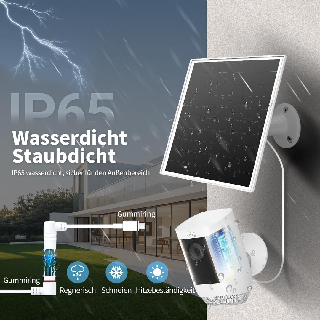 Solarmodul für Ring-Kameras, 6W-Solarladegerät kompatibel mit Ring Stick Up Cam/Pro und Spotlight Ca