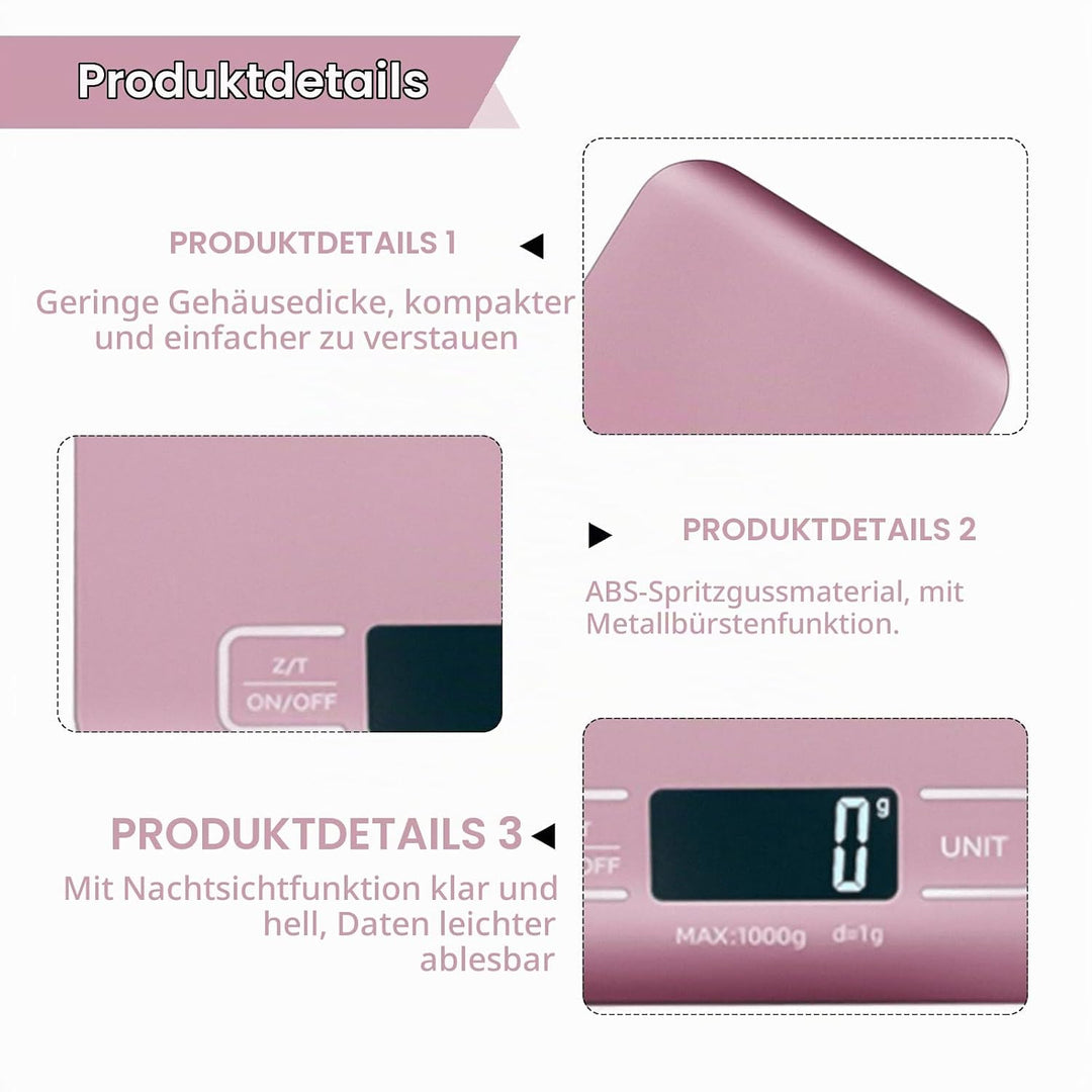 Küchenwaage Digital, 10kg/1g Küchenwaage USB Wiederaufladbar Digitale Küchenwaagen mit LCD Display &amp;