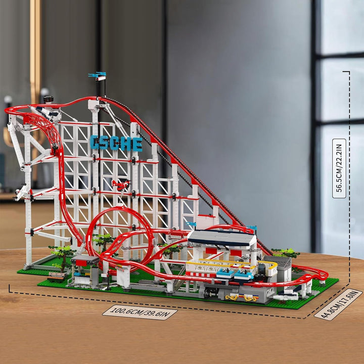 Mould King 11014 Technik Gross Vergnügungspark Loop Coaster Bausatz, MOC Themenpark Achterbahn Model