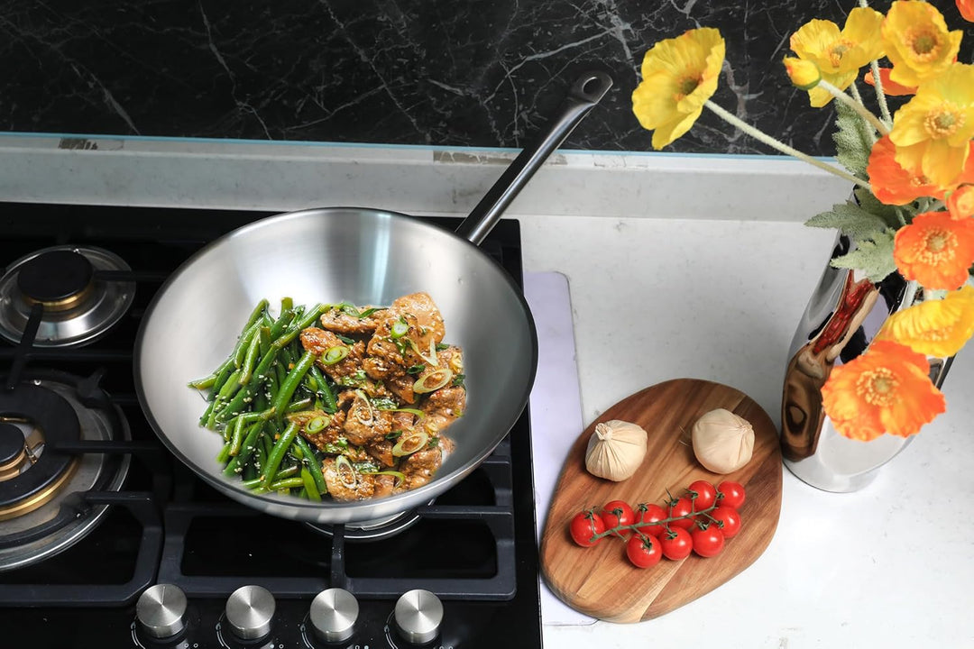 METRO Professional Wok unbeschichtet | Ø 30 cm | Edelstahl | Backofengeeignet bis max. 240 °C | auch