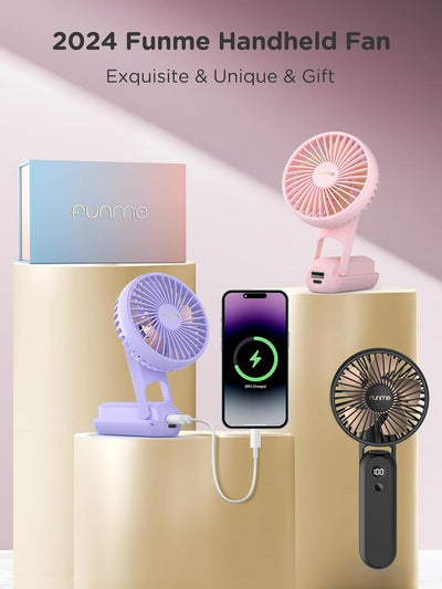 HandHeld Fan, 5000 Batterie Power Bank mit Exquisite Geschenkbox, 3 IN 1 Handventilator Taschenlampe
