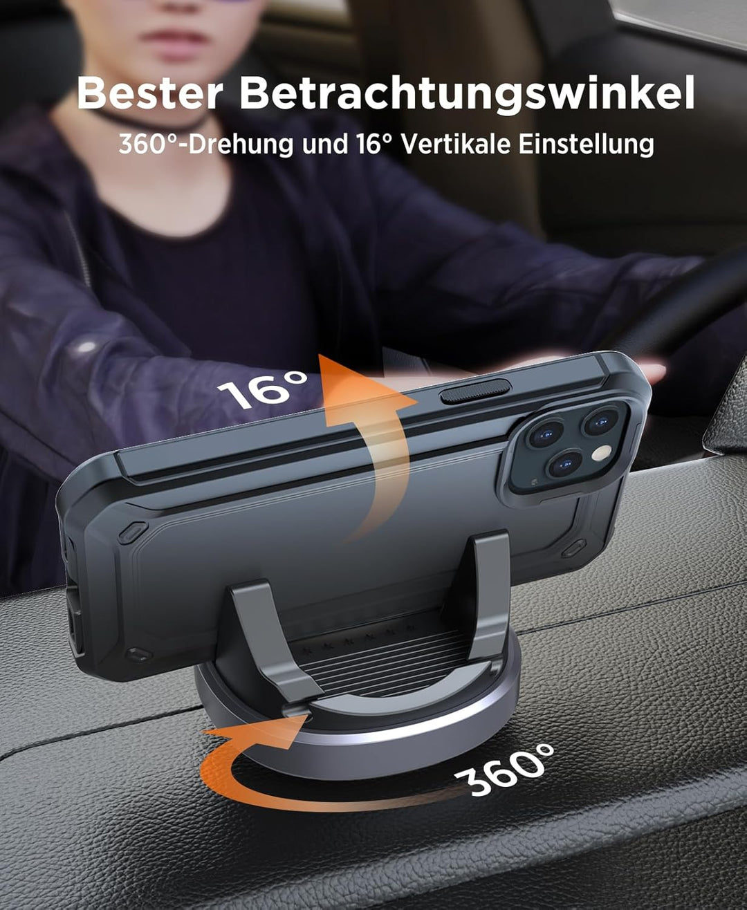 Beeasy Handyhalterung Auto Armaturenbrett, Silikon Handy Halterung Auto 360 Drehbar, Universal Kfz A