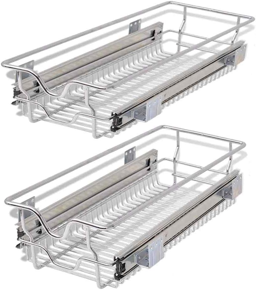 vidaXL 2X Einbauschublade 30cm Korbauszug Schrankauszug Teleskopschublade 300 mm, 300 mm