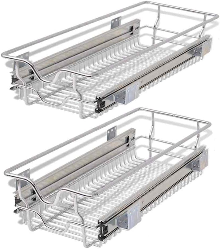 vidaXL 2X Einbauschublade 30cm Korbauszug Schrankauszug Teleskopschublade 300 mm, 300 mm