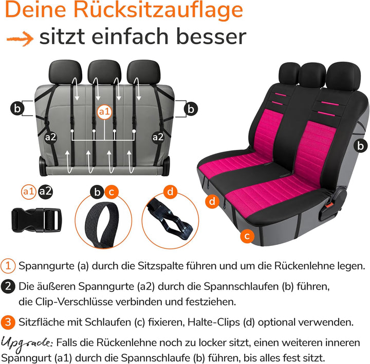 Upgrade4cars Autositzbezüge Set Universal Version 2026 | Auto-Schonbezüge für die Vordersitze & Rück