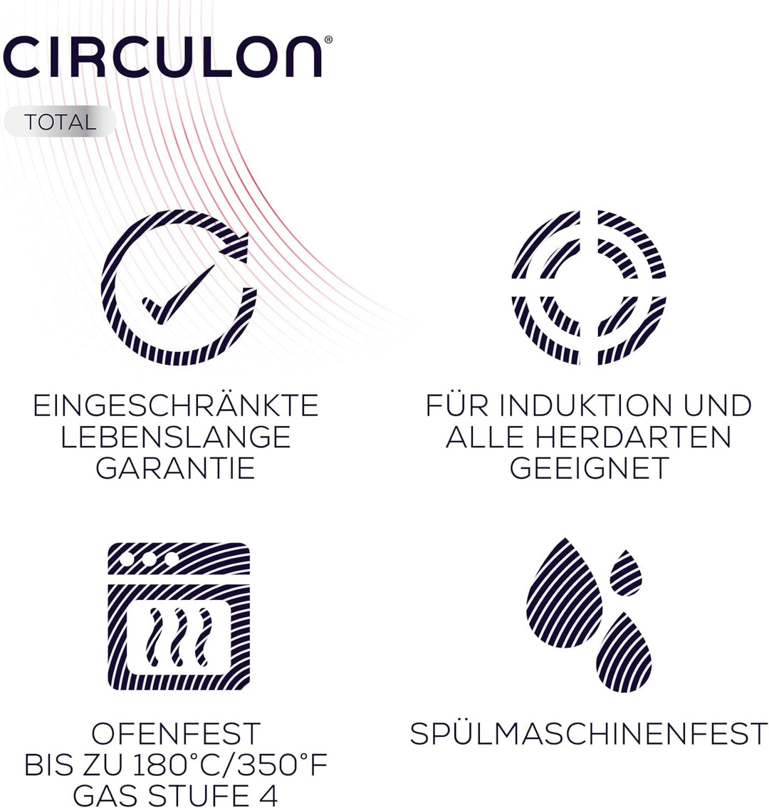 Circulon Total Wokpfanne Induktion 30 cm - Antihaftbeschichtete Servierpfanne mit Haltegriff - Induk