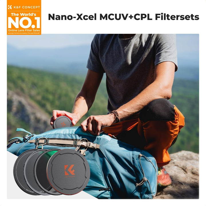K&amp;F Concept Filter Set,Nano X-Serie Polfilter(CPL Filter),MCUV Filter,2 Objektivdeckel&amp; Aufbewahrung