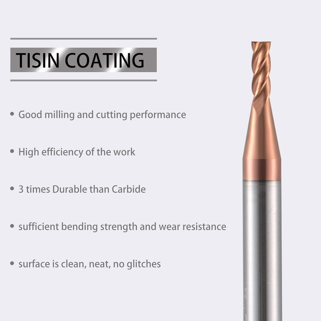 2mm CNC Fräser Schaftfräser Hartmetall 4 Schneiden, 5 Stücke TiSiN Coat Spiralfräser Bit VHM Bohrauf