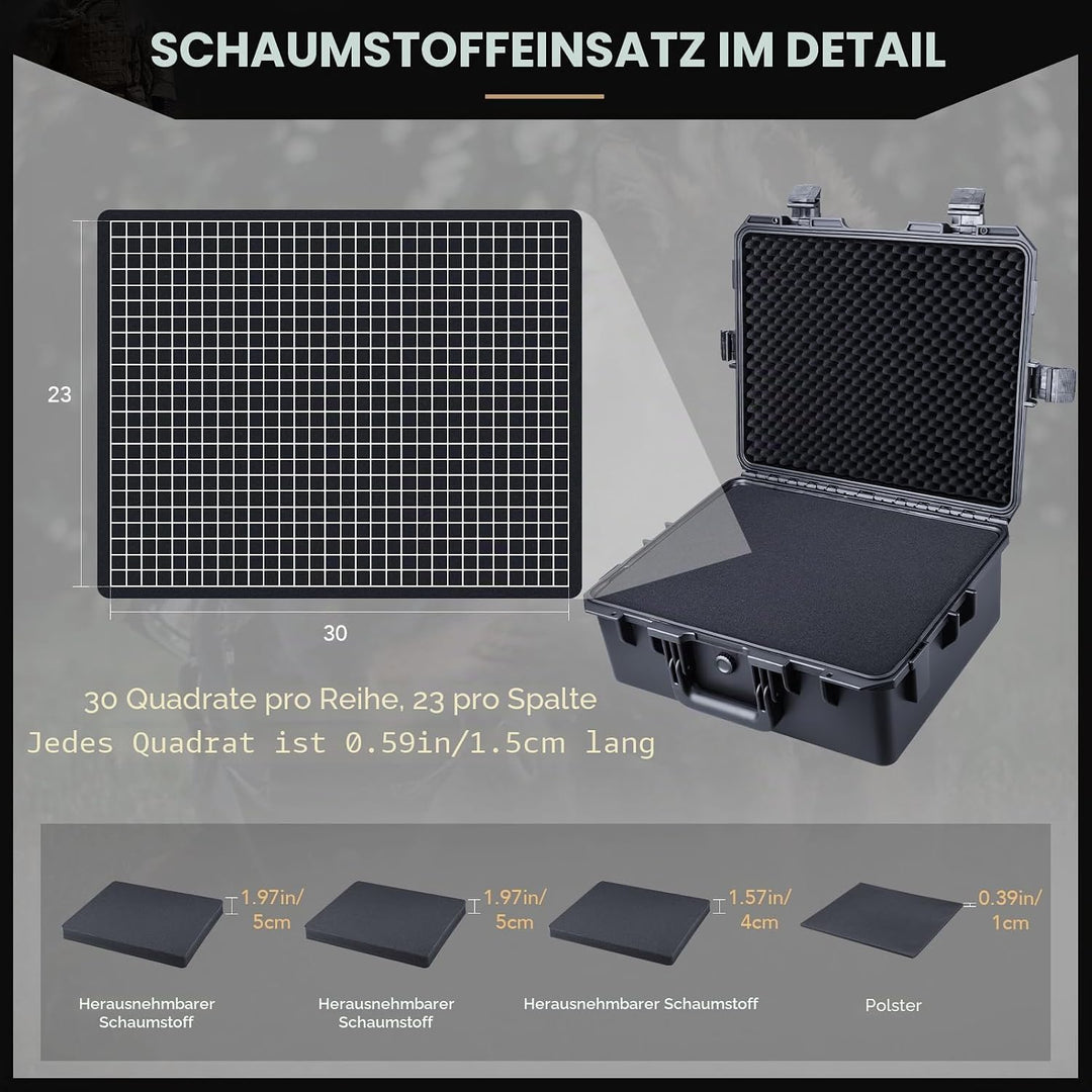 Lykus HC-5020 Grosser Wasserdicht Koffer mit Schaumstoff, Innenmass 50 x 40 x 21 cm, geeignet für el