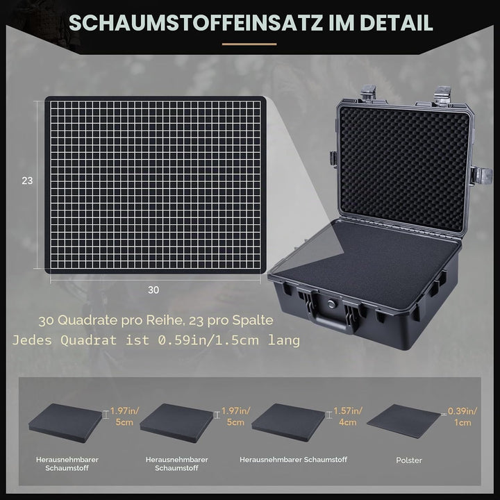 Lykus HC-5020 Grosser Wasserdicht Koffer mit Schaumstoff, Innenmass 50 x 40 x 21 cm, geeignet für el