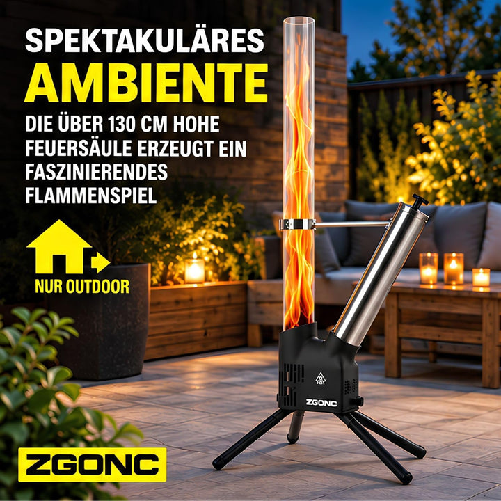 Pellet Feuersäule – Feuerrohr &amp; Pelletfackel für Garten &amp; Terrasse