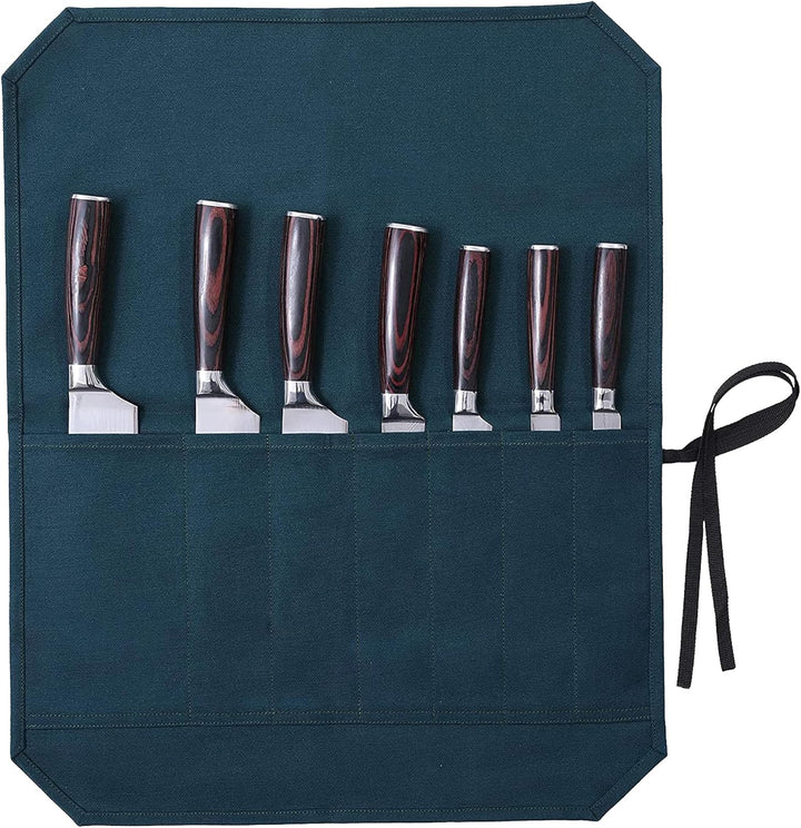 Kaaltisy Gewachstes Canvas-Messer-Rolltasche, Rolltasche Kochmesser, Messerrolle, Messertasche, Dunk