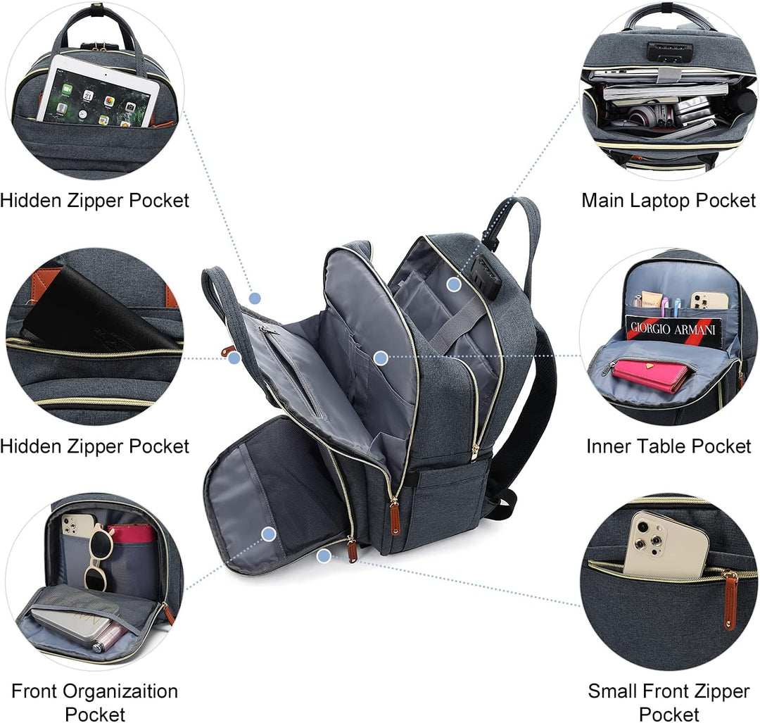 LOVEVOOK Rucksack Damen Anti-Diebstahl mit laptopfach und codiertes Schloss, damen rucksack mit USB