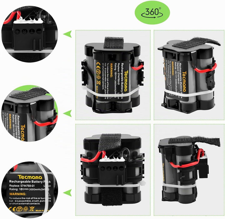 Tecmana 3000mAh 18V Lithium Akku Kompatibel mit Gardena Mähroboter R38Li, R40Li, R45Li, R50Li, R70Li