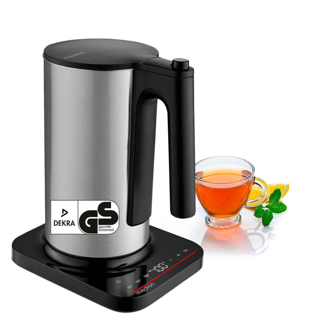 MEDION LIFE Digitaler Wasserkocher MD12106, 2.200 Watt Leistung, 1,5 Liter Kapazität, LED-Display, L