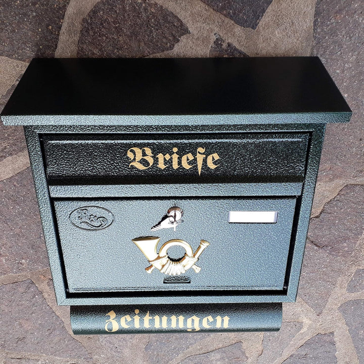 Grosser Briefkasten/Postkasten XXL Grün Dunkelgrün mit Abnehmbarer Zeitungsrolle Flachdach Katalogei