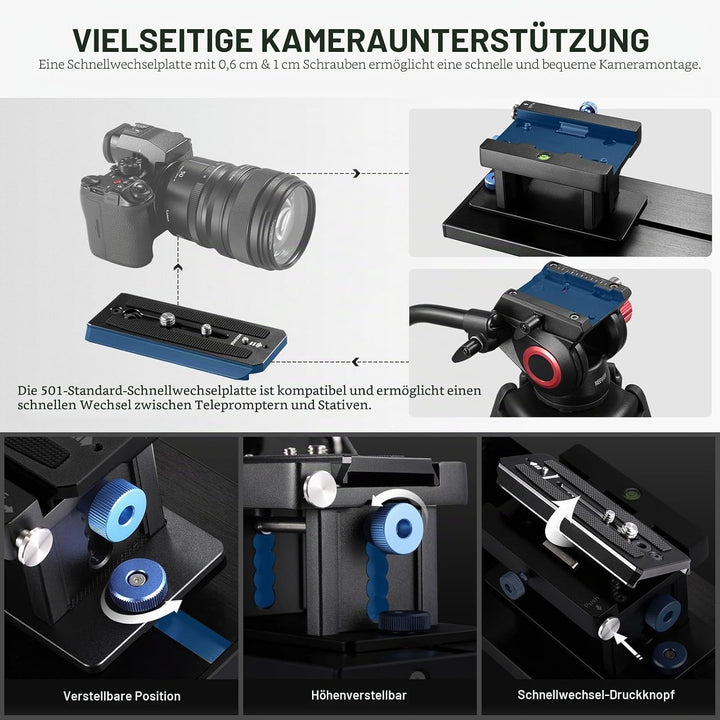 NEEWER Teleprompter X17 II mit RT113 Fernbedienung/APP Steuerung, 17" HD Beamsplitter Ganzmetallrahm