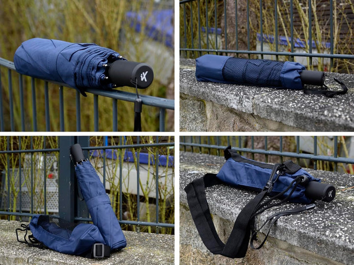 iX-brella Trekking XL Taschenschirm 115 cm gross mit Umhängetasche insignia blue, insignia blue