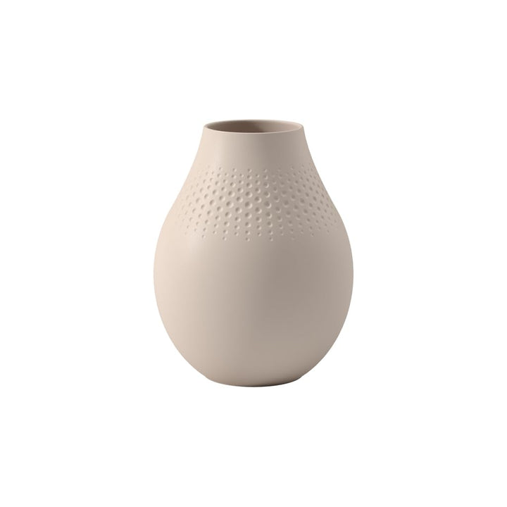 Villeroy & Boch - Manufacture Collier sand, hohe Vase Perle, 20 cm, Premium Porzellan, Beige, Hoch P