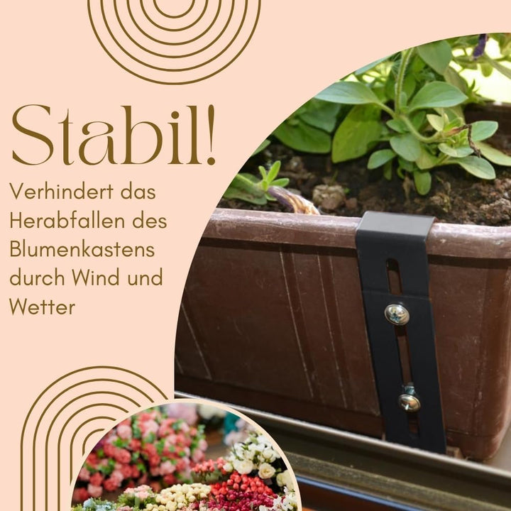 GarPet 4X Blumenkastenhalterung Fensterbank ohne Bohren unsichtbare Befestigung Blumenkasten Halteru