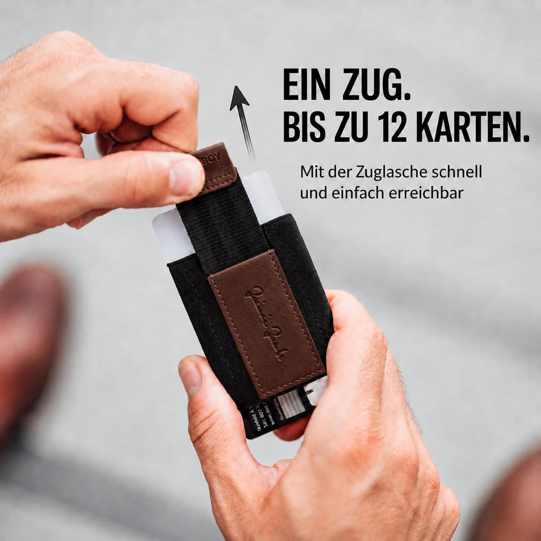 Jaimie Jacobs Minimalist Wallet Nano Boy Pocket Mini Geldbörse aus Textil mit Zugband schmaler Karte