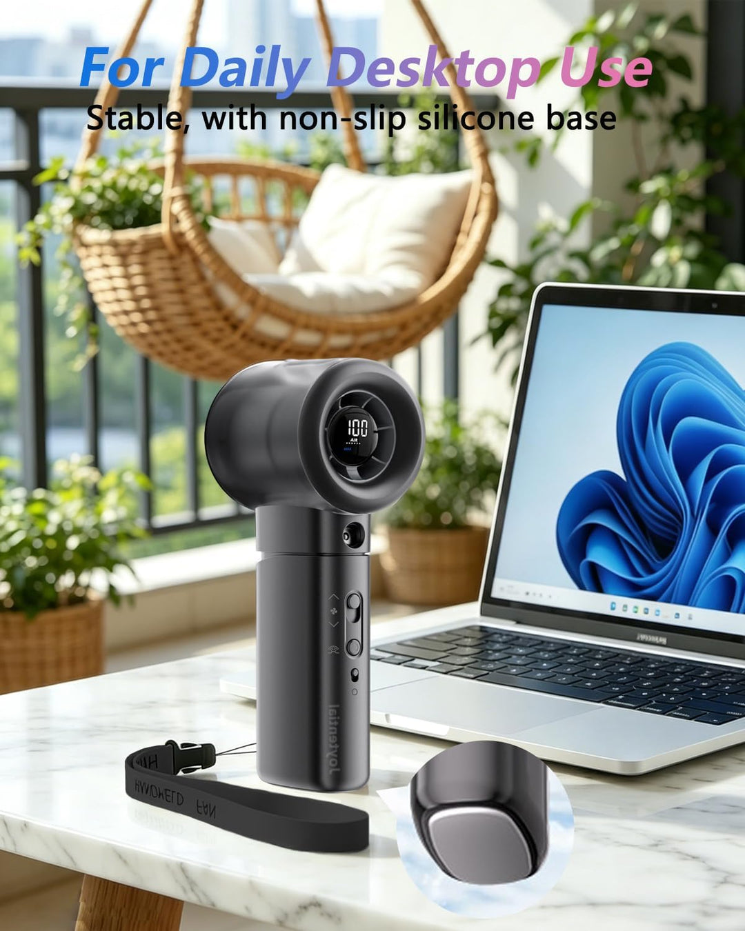 Tragbarer Turbo Handventilator mit Wasserkühlung, Kleiner Sprühventilator USB Wiederaufladbar, Digit